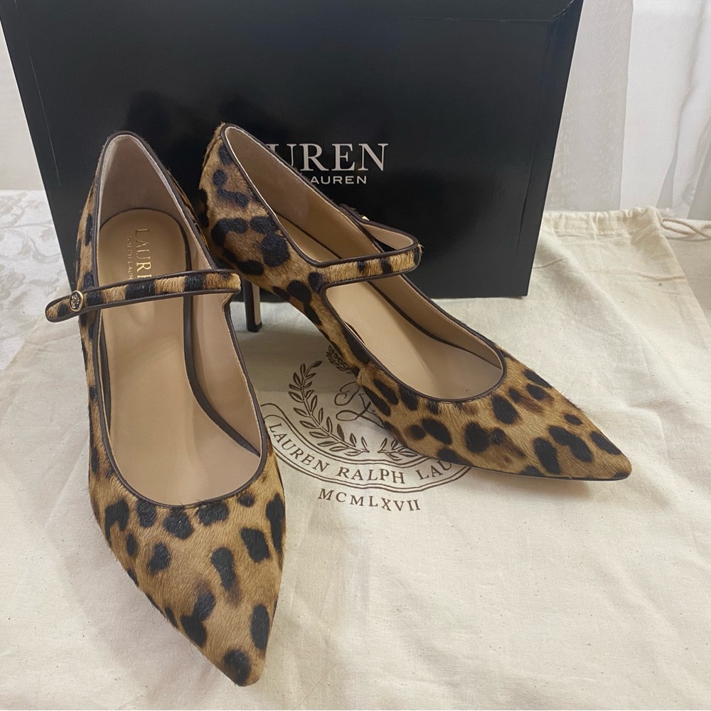 🆕 Ralph Lauren Gorgeous Hair Calf Leopard Print heels👠